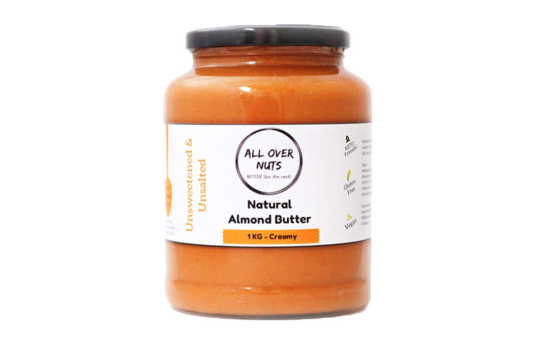 All Over Nuts Natural Almond Butter   Glass Jar  1 kilogram